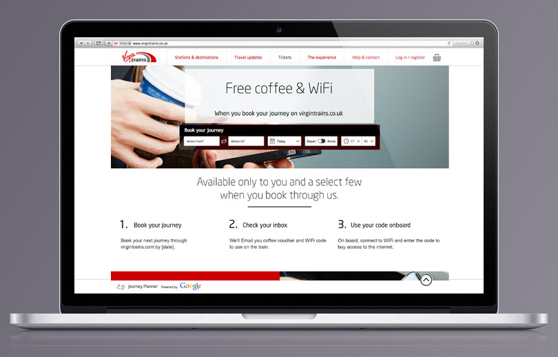 free coffee and WiFi landing page