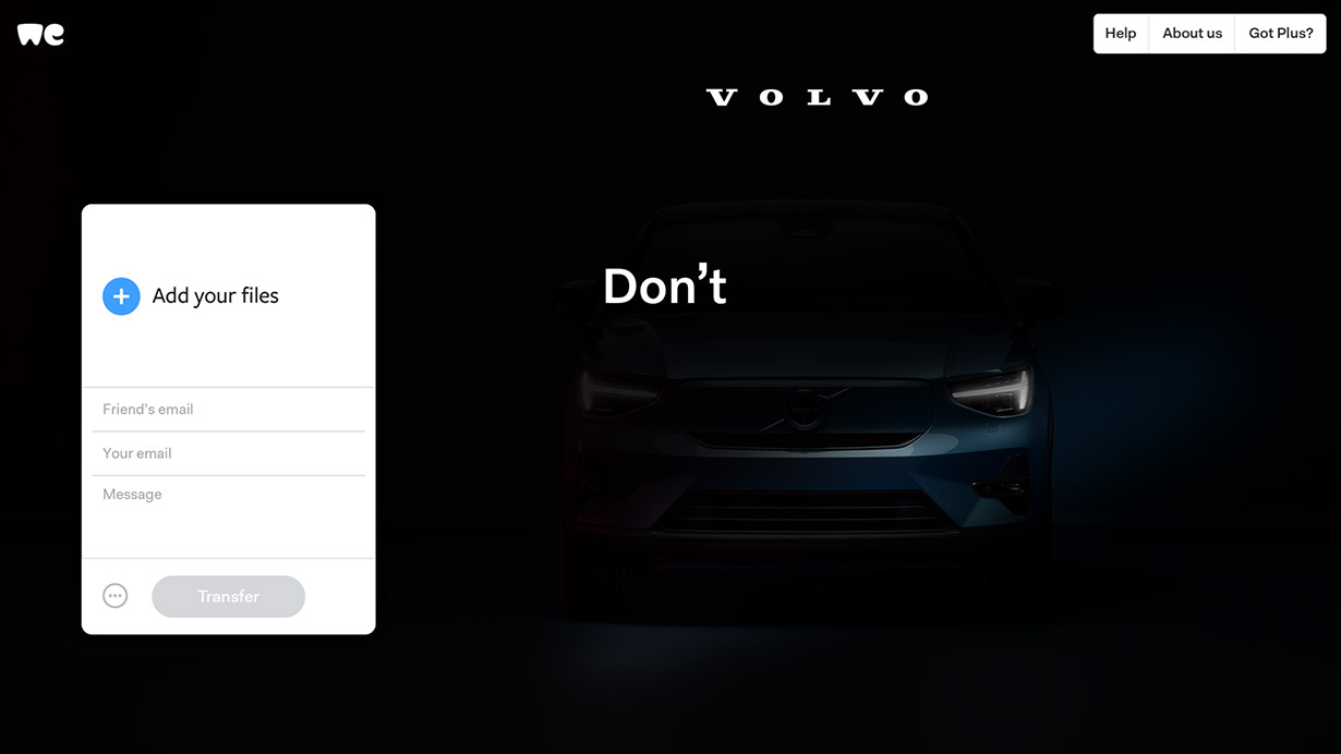 Volvo C40 launch WeTransfer teaser storyboard