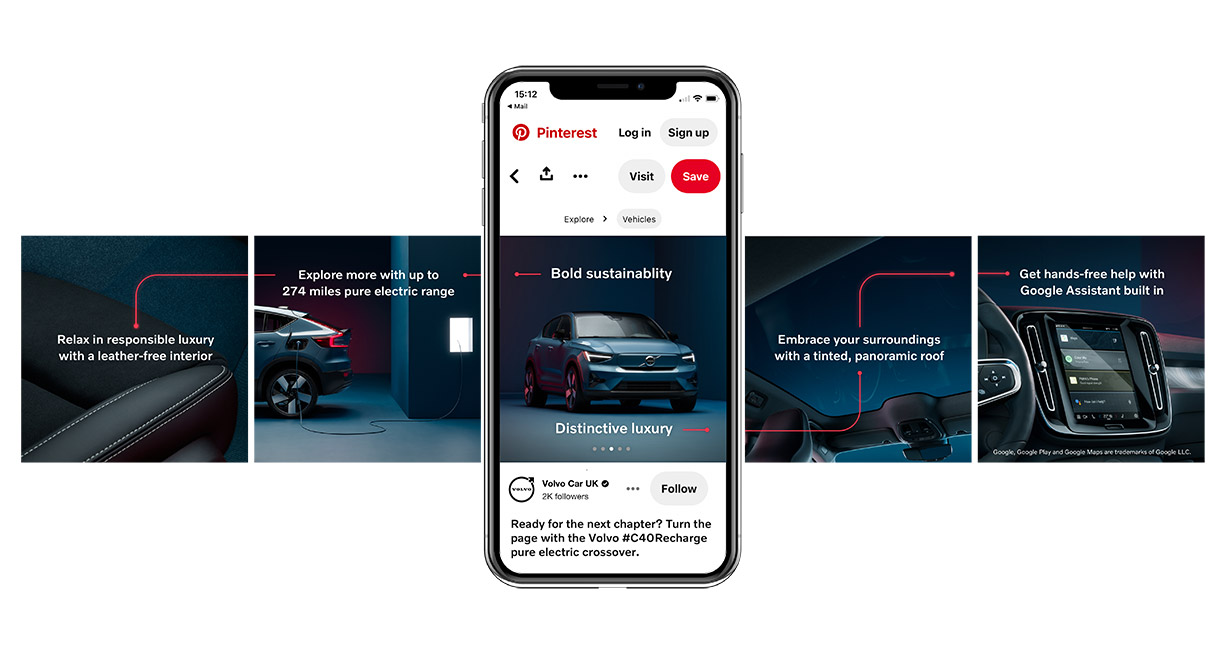 Volvo C40 Recharge Pinterest carousel