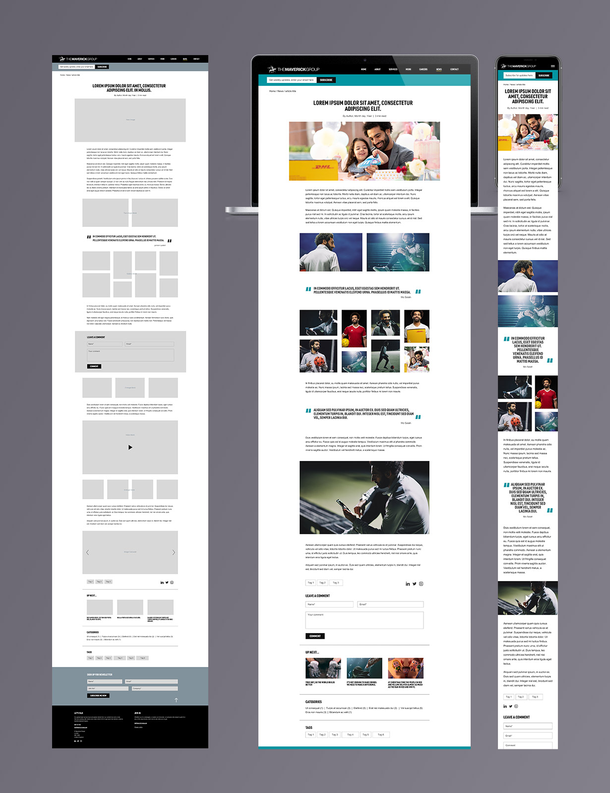 Maverick Group blog article page UX and UI designs