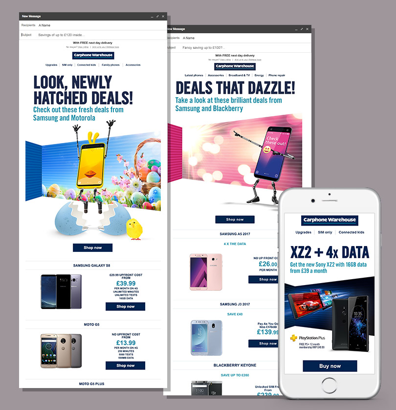 Carphone Warehouse email designs