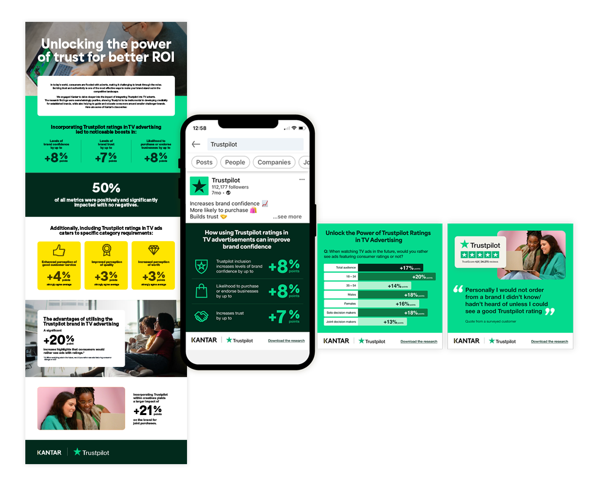Trustpilot Kantar research one page fact sheet and social post