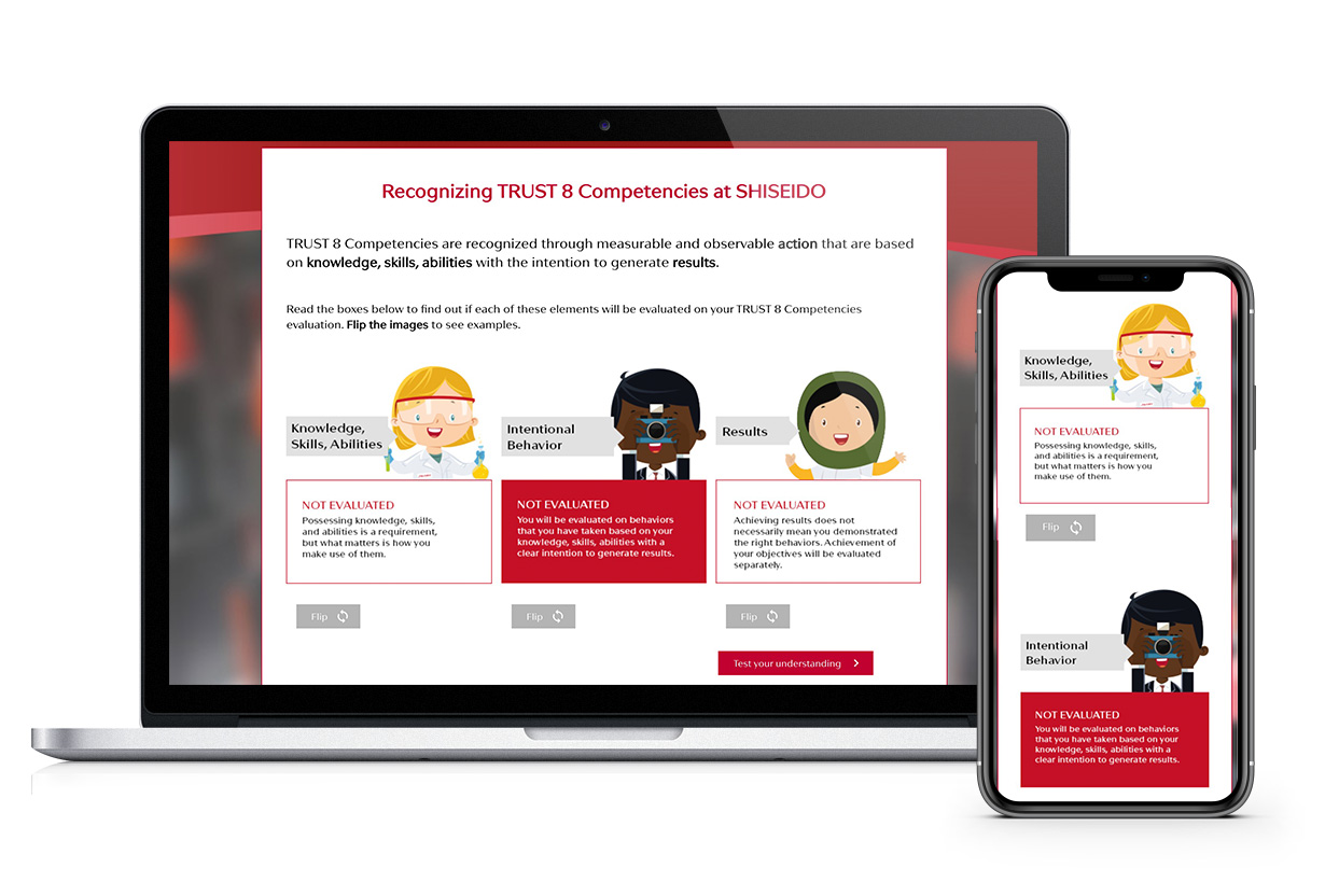 Shiseido E-learning platform screens